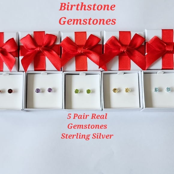 5 pair Birthstone Earrings NEW - Picture 7 of 7